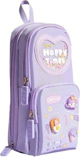 AR Jouiet Mansion 3 Layer Soft Pencil Pouch School Stationery Large Capacity Pouch for kids with 3 Sticker Art EVA Pencil Box