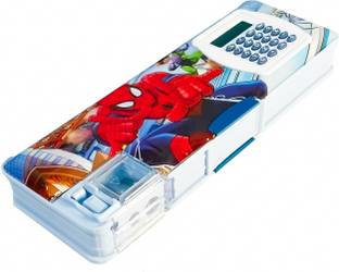 CDT 2021 Cartoon Art SpiderMan Box with Calculator for Kids Pencil boxes will intereset your child, Magnetic, Jombo Pencil Boxes, by CHAMA, Set of 1 Art Plastic Pencil Box
