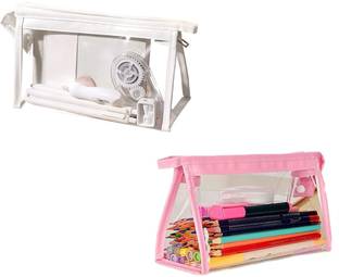 TavishBaby Stationery \ Cosmetic 2 Clear Pouches Art Plastic Pencil Boxes
