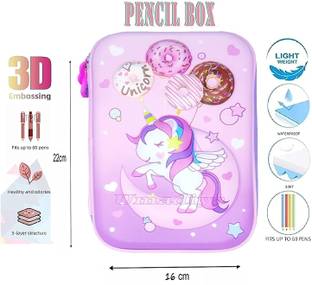NITYA ENTERPRISE Unicorn Pencil Pouch for Kids, Pencil Box for Kids AC (Pink Sweet Unicorn) Geometry Box