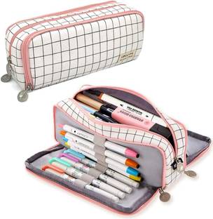 FINEMOE Large Capacity Pencil Pouch for Girls & Boys, Stationary for School, Classic Art Canvas Pencil Box