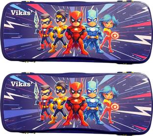 Vikas Maxo Box Superheroes Graphic Theme Art Plastic Pencil Boxes