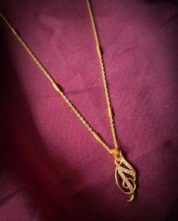 CLONEO N name alphabet letter pendant with Gold Chain for Girls & Women Gold-plated Alloy