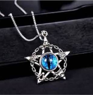 salaar Star Design illuminati Devil Eye Blue Color Gothic Stylish Evil Eye Pendant Silver Cubic Zirconia Stainless Steel Pendant Set