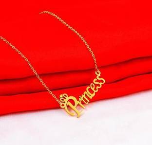 zebisco Stainless Steel Princess Pendant Necklace Gold-plated, Platinum Cubic Zirconia Stainless Steel, Brass Pendant