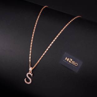 NINISO Alphabet Letter S Rhodium Cubic Zirconia Alloy Locket Set