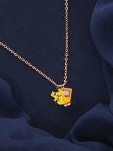 AllThatGlitterr Famous Pokemon Character Pikachu Pendant Necklace For Girls N Women Gold-plated Plated Alloy Necklace