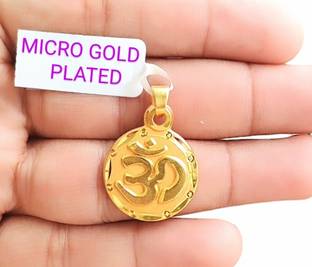 SAPNAPALACE OM COIN STYLE ROUND SHAPED DESIGNER PENDANT WITH MICRO GOLD PLATED Gold-plated Brass Locket