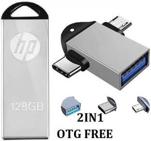 HP MR+ 2IN1 OTG FREE 128 GB Pen Drive Compatible with Laptop, Mobile, Netbook, Tablet, Audio Player, Television USB 2.0 Metal Case