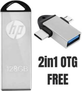 HP V220W 128GB With 2 IN 1 OTG 128 GB Pen Drive Compatible with Laptop, Audio Player, Desktop Computer, Laptop, Tablet USB 2.0 Metal Case