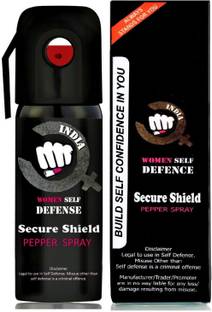 SECURE SHIELD Women Self Defence Pepper Spray for Safety/Protection, Compact Size with Clip | Max Protection - 45 shots | 55 ml Pepper Stream Spray