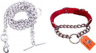 SUPER CHAIN Pet Nylon 1 inch Dog Choke Chain Collar With. Steel Dogs Chain Dog Collar & Chain