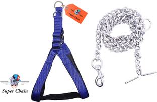 SUPER CHAIN Harness Padded, Leash (Chain) Adjustable, Combo Set Dog Collar & Leash