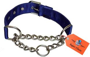 SUPER CHAIN Dog Choke Collar Nylon Half Chain Collar Half Choker Stainless Steel Dog & Cat Choke Chain Collar