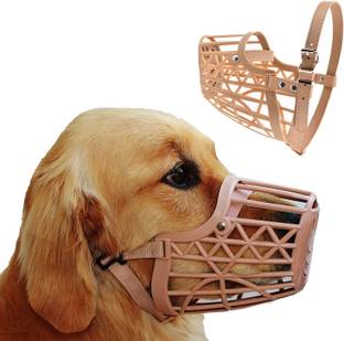 Iblay Dog Mouth Cover Muzzle- L (Beige, Size-6), Large Strips Dog Muzzle (Beige) Large Strips Dog Muzzle