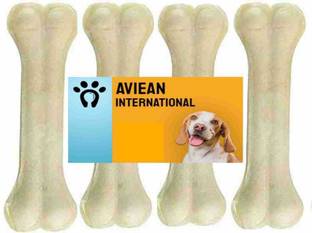 Aviean International 5 Inch Bone Pack Of 4 Pcs White Pressed Chew Bone For Dogs Chicken Dog Chew Milk, Chicken Dog Treat