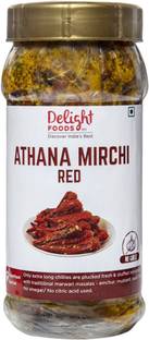 Delight Foods Rajasthani - Athana Mirchi Red - Marwari Pickles and Chutney | Pure Mustard Oil Achaar | Stuffed Red Chilly Pickle | No Citric Acid Red Chilli Pickle