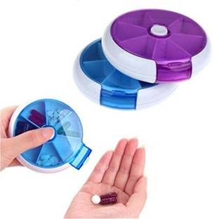 Home Brilliant 7 Day 1pc Pill Box Round for Travel, Daily Pill Case Organizer Rotating Pill Box