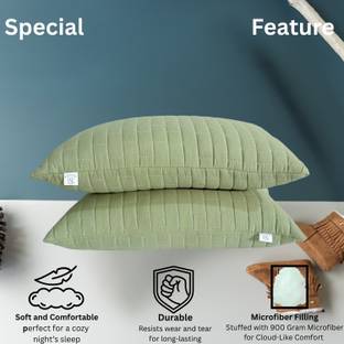 Siroki Microfibre Sleeping Pillow Pack of 2 Solid Microfiber Sleeping Pillow for Home Soft Fluffy 17x27 Inch Quilting Pillow