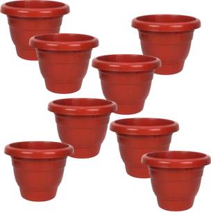 JOREN Heavy Plastic Flower/Gamla/Planter/Pot Plastic (Pack of 8) Plant Container Set