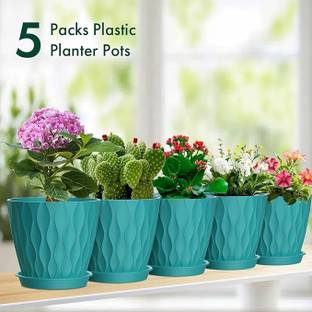 Crackle Beautiful Concept Use Wave Type Blue Planting Pot Container for Tree Plantation Plant Container Set