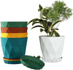 BELLERBIRD 6.5 inch Flower Pots Outdoor Indoor, Planters with Drainage Hole and Tray Saucer Plant Container Set