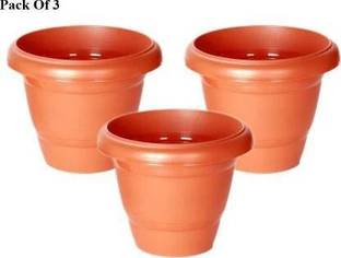 VirajSanchi 8 Inch Round Garden Plastic Planters Plant Container Set for indoor/outdoor pot Plant Container Set