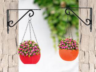 Globus 11-WALL MOUNTED METAL BRACKET SIZE(7.5X9.5 INCH /19X24 CM)FOR HANGING FLOWER POT Plant Container Set