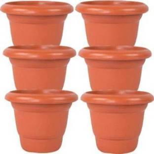 Ramanuj (Pack of 6) Future Green HighQuality 7.5inches Round Gardening Flower Pots Plant Container Set