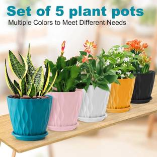 Crackle Make Cool India Multi Wave Type Flower Pot for Plant for Gardening & Planting Plant Container Set