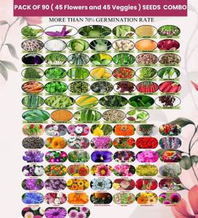 FLARE SEEDS Combo of 45 Flower and 45 Vegetable Seeds Perfect for Home Gardening Seed