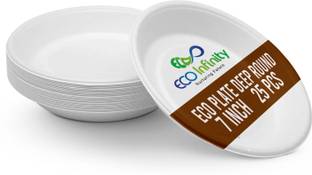Eco Infinity Nurturing Future Eco-Friendly Biodegradable 7-Inch Deep Round Disposal Plate for Serving Foods Dinner Plate