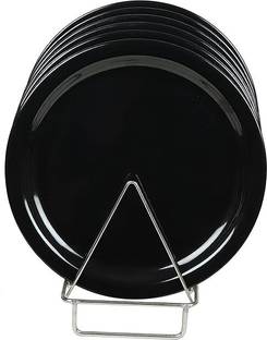 Everbuy BPA Free Microwave Safe Full Plate Set For Kitchen Daily Use (28 cm) Black Dinner Plate