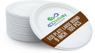 Eco Infinity Nurturing Future Eco-Friendly Biodegradable 9-Inch Round Disposal Plate for Serving Snack & Foods Dinner Plate