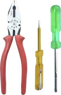 Sky Blue Enterprises Multipurpose 3 Piece Tool Kit Line Testar - 2 In 1 Screwdriver - C-rv Lineman Plier