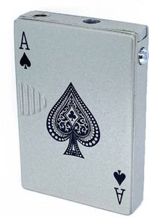 Shreevi Groups Refillable WindProof Jet Flame Lighter - Ace of Spade Slider Lighter with LED Light Pocket Lighter (Silver) FIRST QUALITY STAR MAGIC Pocket Lighter