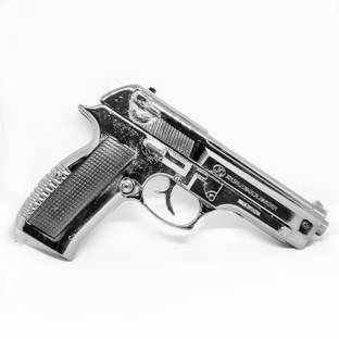 Timelf Windproof and Jet Flame Heavy Metal Realistic Look 608 Gun Lighter Dummy Gun Pistol Shape with Barrel Pull Back System Refillable Cigarette Lighter Pocket Lighter