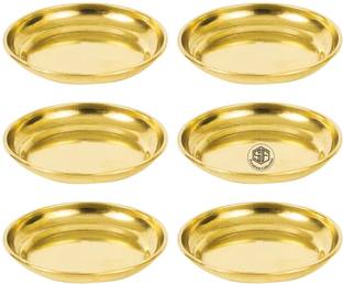 sf hospitality Brass Deepak Diya Oil Lamp plate for Home Temple Pooja 4 INCH Brass
