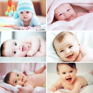 Pack of 6 Cute and Smiling Baby Fine Art Print