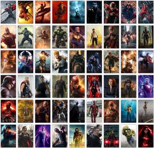 Pack of 54 Superheroes Aesthetic Wall Collage kit Posters | Posters for Wall Decoration | Wall Art For Bedroom, Office, Living room, Dorm room Photographic Paper