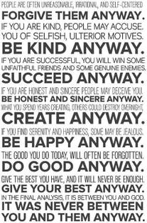 Mother Teresa Do It Anyway Quote Poster Art | Inspirational Posters For Room Paper Print