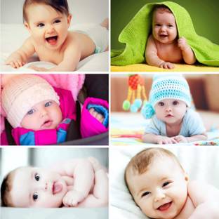 Pack of 6 Cute and Smiling Baby Fine Art Print