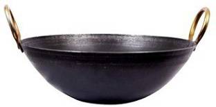 KITCHEN SHOPEE Iron deep Kadai/Frying Pan Kadhai 8 Inch 20 cm 1.5 liter Iron Induction Bottom Kadhai 20 cm diameter 1.5 L capacity