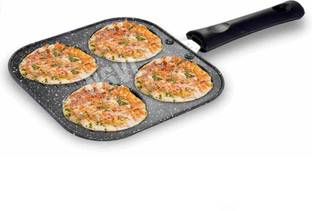 NSVL Non Stick Grill Pan Mini Pan Uttapam Tawa Aluminum Multi Snack Maker 4 Cavities Grill Pan 19.5 cm diameter 0.2 L capacity