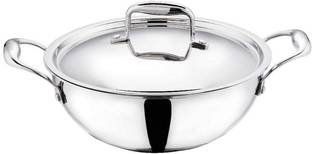 Mumma's LIFE Triply Induction Friendly Stainless Steel with Lid Kadhai 28 cm diameter with Lid 4.1 L capacity
