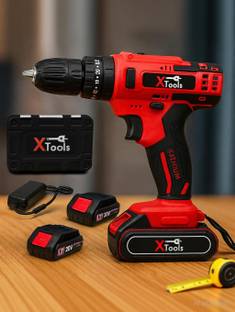 XTOOLS Cordless Drill 21V Power Drill Driver Kit | 10mm Chuck | Variable Speed 25Nm | Torque 45Nm Cord...