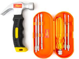 Globus 303-Heavy Duty Hammer Stubby / Mini Claw Hammers AND SCREW DRIVER SET/6 IN BOX GLOBUS Curved Claw Hammer