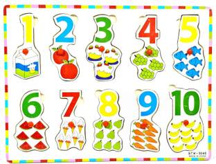 Jack Klein Wooden 10 Letter 1-10 Numeric Learning Block Puzzle for Nursery Kids 2+ Years