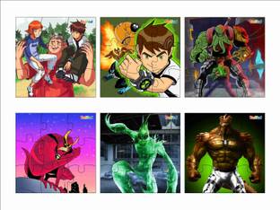 Todfod Wooden Jigsaw Puzzles Ben 10 Anime Cartoon Characters For Kids 54 Pieces