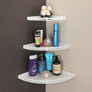 iSTAR Multipurpose Corner Shelf Bathroom wall Shelves(8 Inch,10 Inch,12inch) Pack of 3 Plastic Wall Shelf